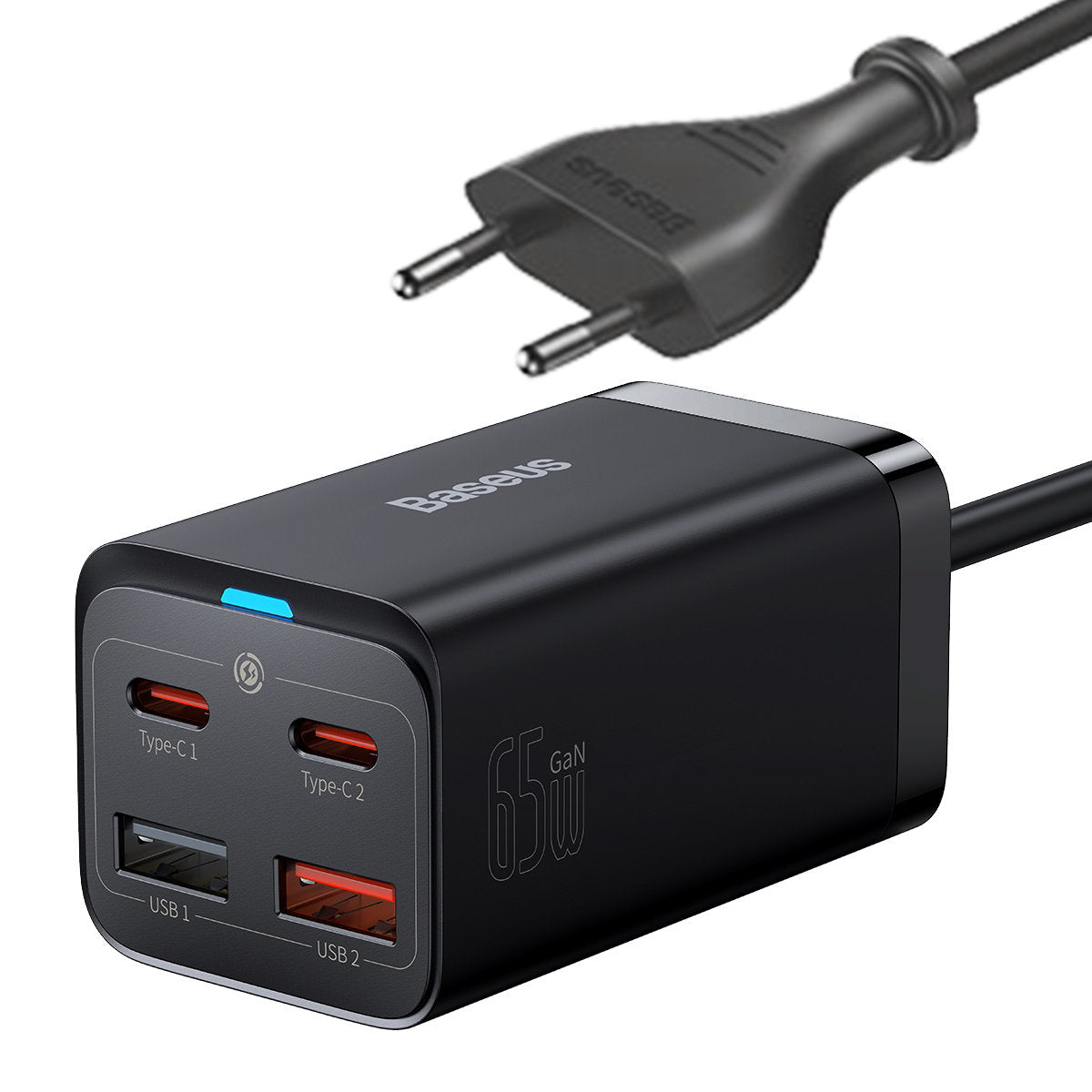 Caricabatterie Stazione Baseus GaN3 Pro, 65W, 3A, 2 x USB-A - 2 x USB-C, Nero CCGP040101
