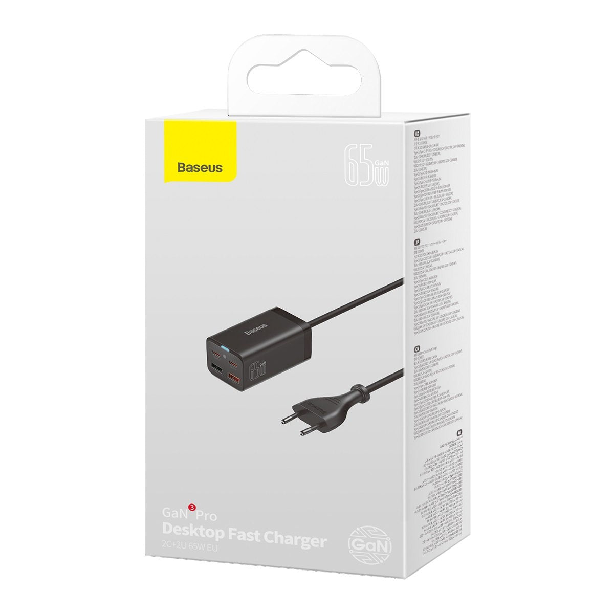 Caricabatterie Stazione Baseus GaN3 Pro, 65W, 3A, 2 x USB-A - 2 x USB-C, Nero CCGP040101
