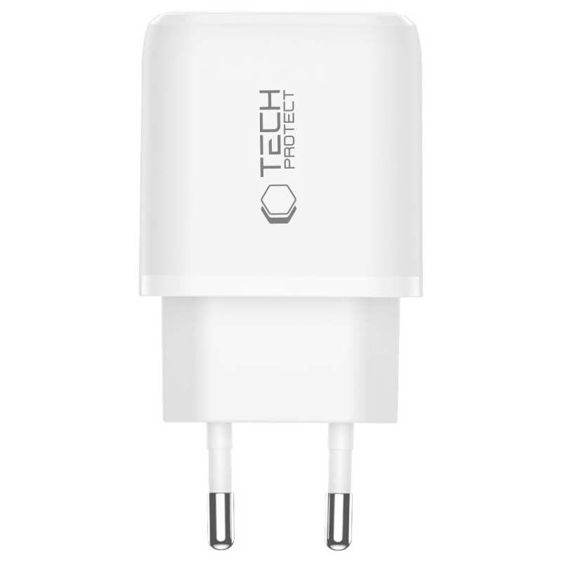 Caricabatterie Rete Tech-Protect NCA45W, 45W, 3A, 1 x USB-A - 1 x USB-C, Bianco