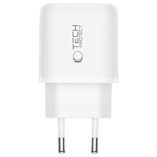 Caricabatterie Rete Tech-Protect NCA45W, 45W, 3A, 1 x USB-A - 1 x USB-C, Bianco