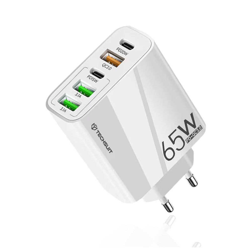 Caricabatterie Rete Techsuit CHC2 PentaXPower, 20W, 3A, 3 x USB-A - 2 x USB-C, Bianco