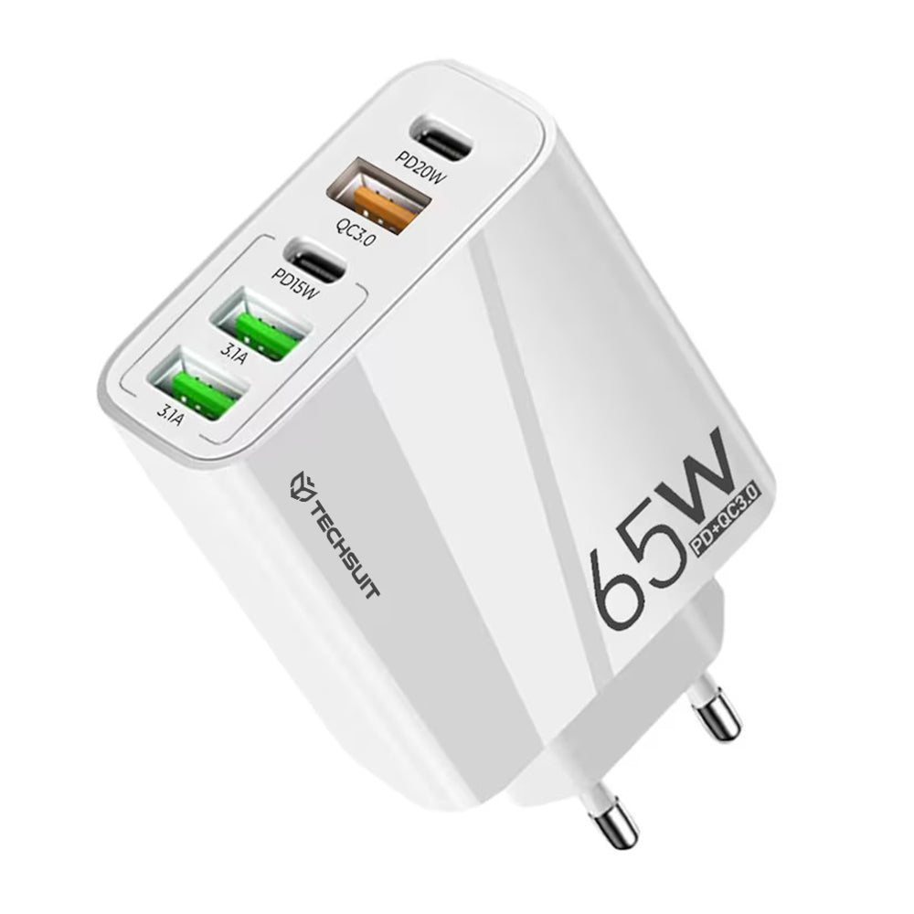 Caricabatterie Rete Techsuit CHC2 PentaXPower, 20W, 3A, 3 x USB-A - 2 x USB-C, Bianco