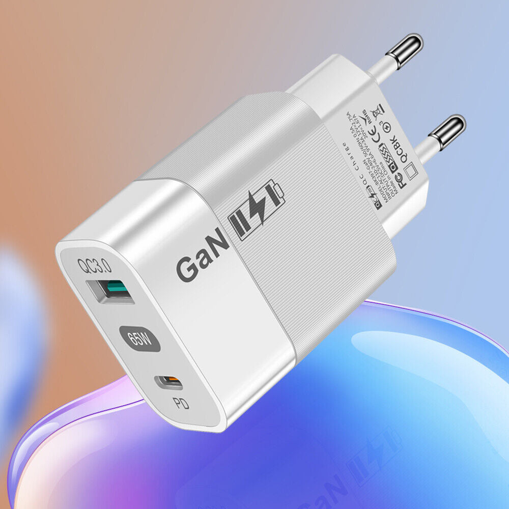 Caricabatterie Retea Techsuit CHPD131, 65W, 3.25A, 1 x USB-A - 1 x USB-C, Bianco