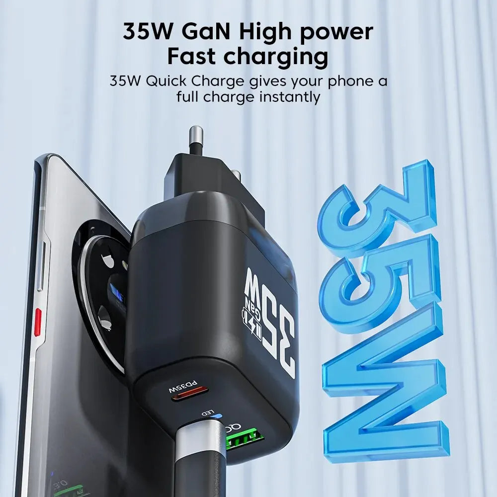 Caricabatterie Retea Techsuit CHPD174, 35W, 3A, 1 x USB-A - 1 x USB-C, Bianco