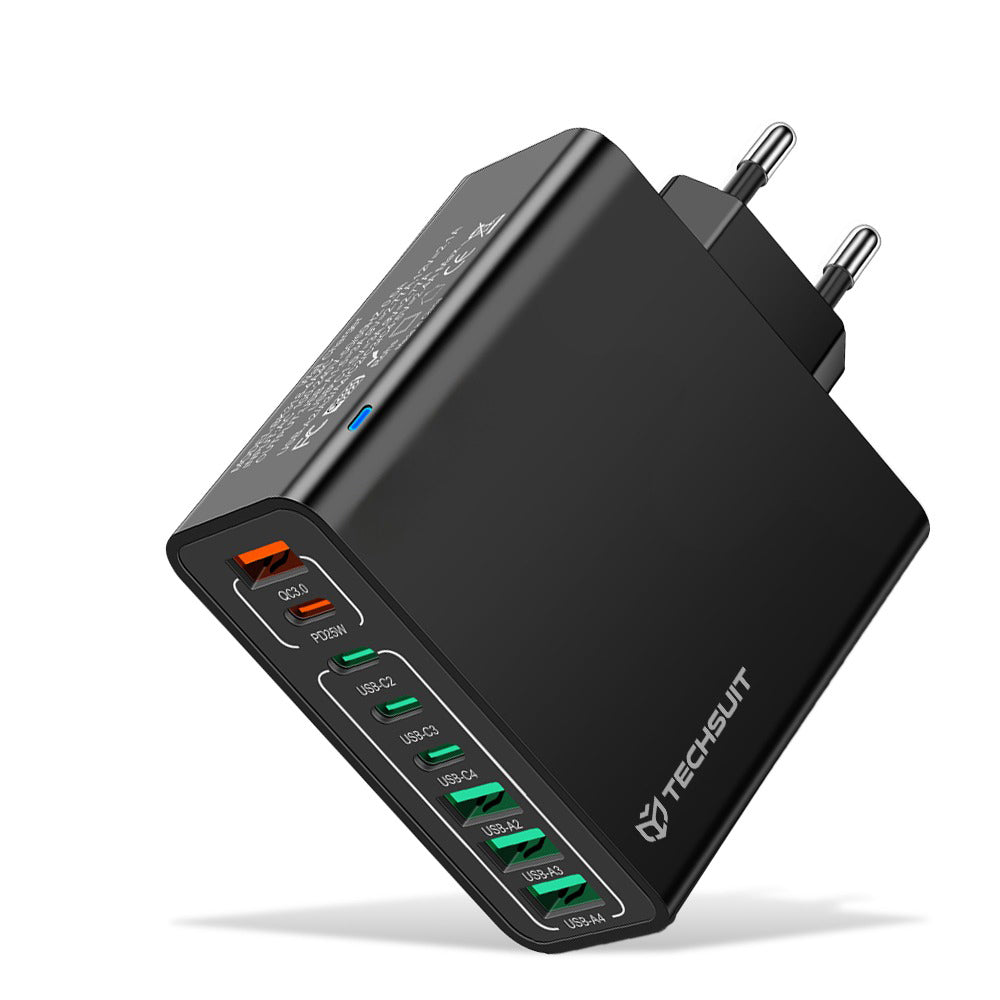 Caricabatterie Retea Techsuit CHPD224, 65W, 3.25A, 4 x USB-A - 4 x USB-C, Nero