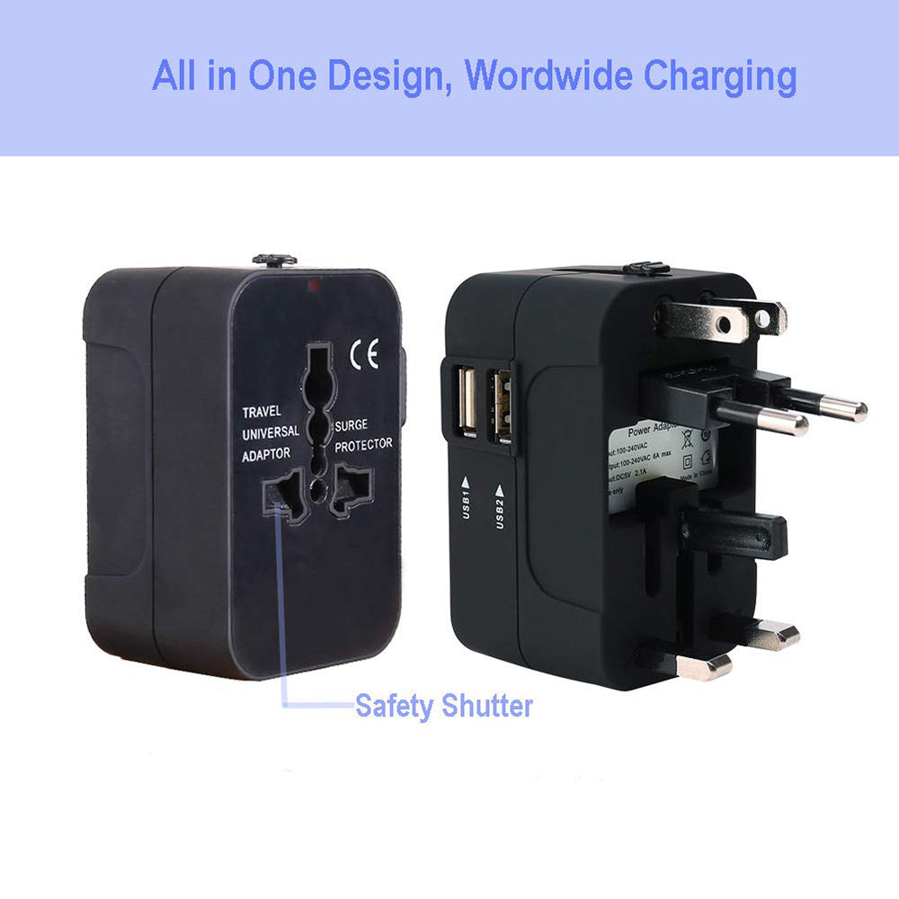 Techsuit HHT202 Travel Network Charger, 10W, 2A, 2 x USB-A, White