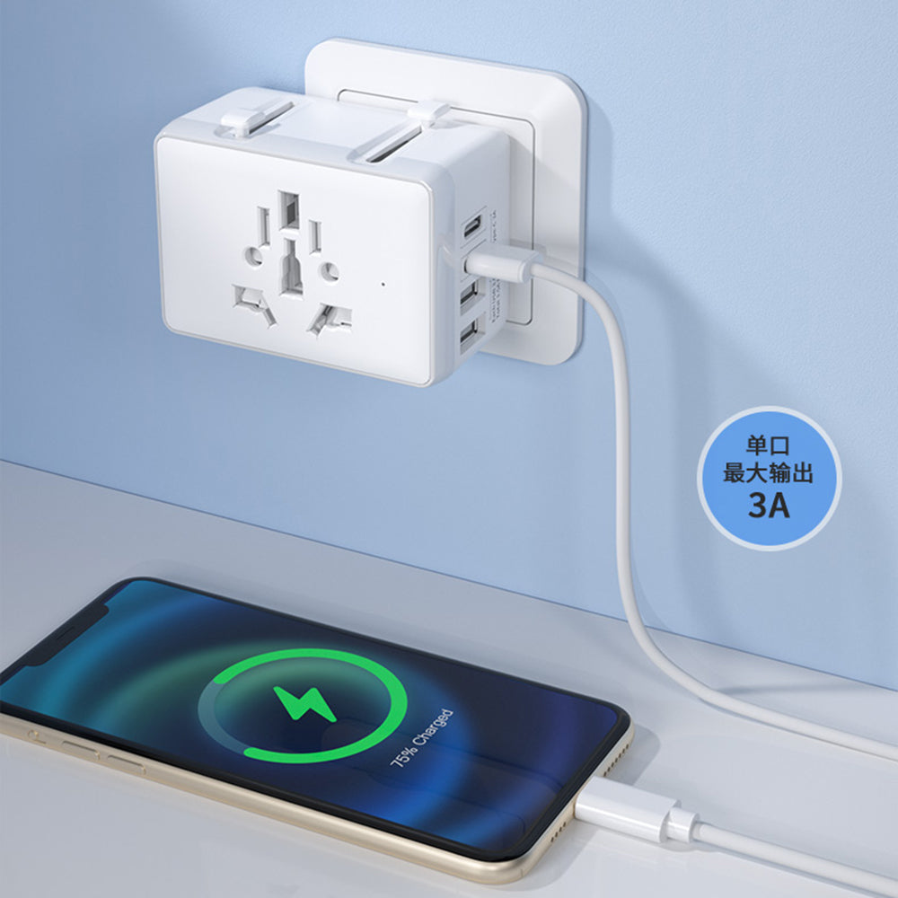 Caricabatterie da Rete Techsuit HHT203A Travel, 20W, 3A, 2 x USB-A - 2 x USB-C, Nero