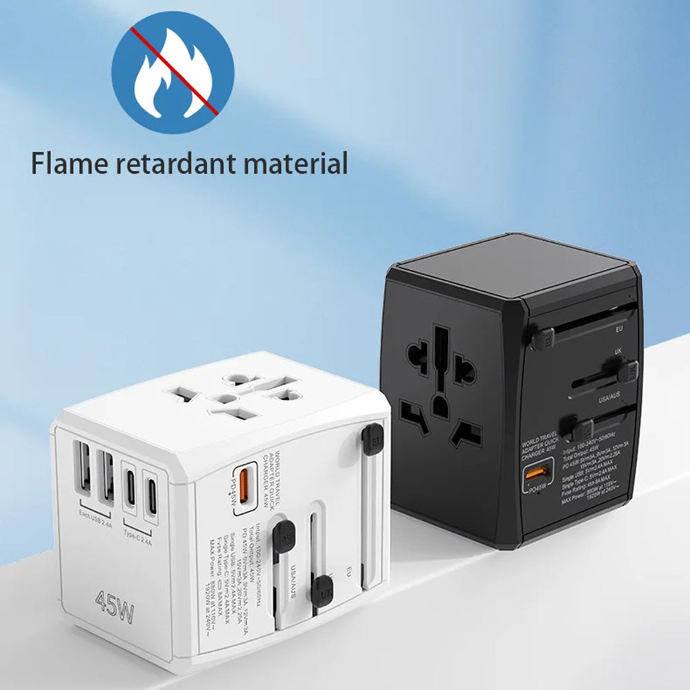 Caricabatterie da Rete Techsuit HHT905 Travel, 45W, 3A, 2 x USB-A - 2 x USB-C, Nero