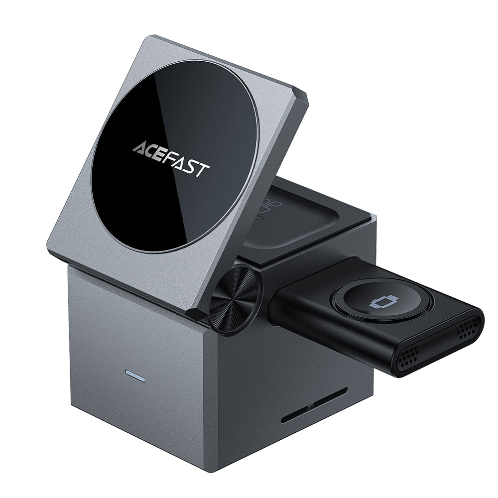 Caricabatterie Wireless Retea Acefast E18 Cubo di Rubik 3in1, 23W, 1.67A, Grigio