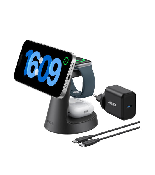 Caricabatterie Rete Wireless Anker MagGo 3in1, 15W, 1.67A, Nero B25M4G11