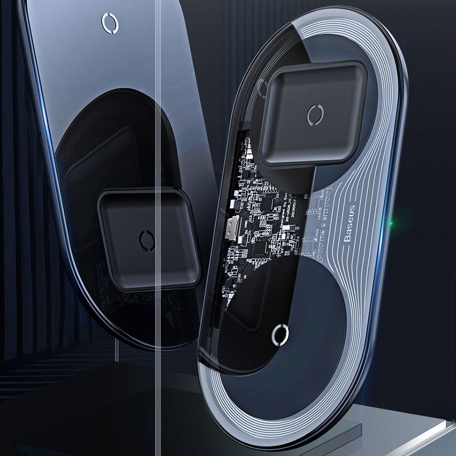 Caricabatterie Rete Wireless Baseus Simple 2in1, 15W, 1.67A, Trasparente WXJK-A01