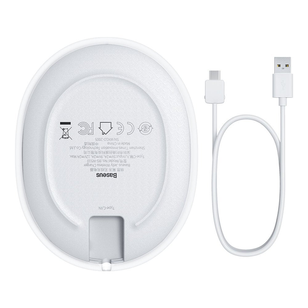 Caricabatterie Wireless Baseus Jelly, 15W, 1.67A, Bianco WXGD-02