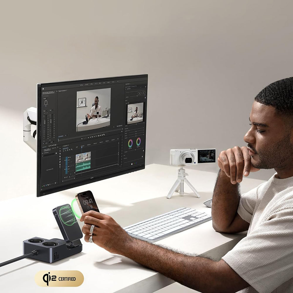 Caricabatterie Stazione Baseus Nomos ND11 QI 6in1, 67W, 3.35A, 1 x USB-A - 2 x USB-C - 2 x Schuko, Nero P80015804213-00