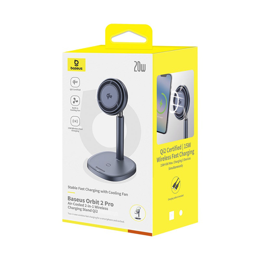 Caricabatterie Rete Wireless Baseus Orbit 2 Pro 2in1, 20W, 1.67A, Grigio P10273500813-00
