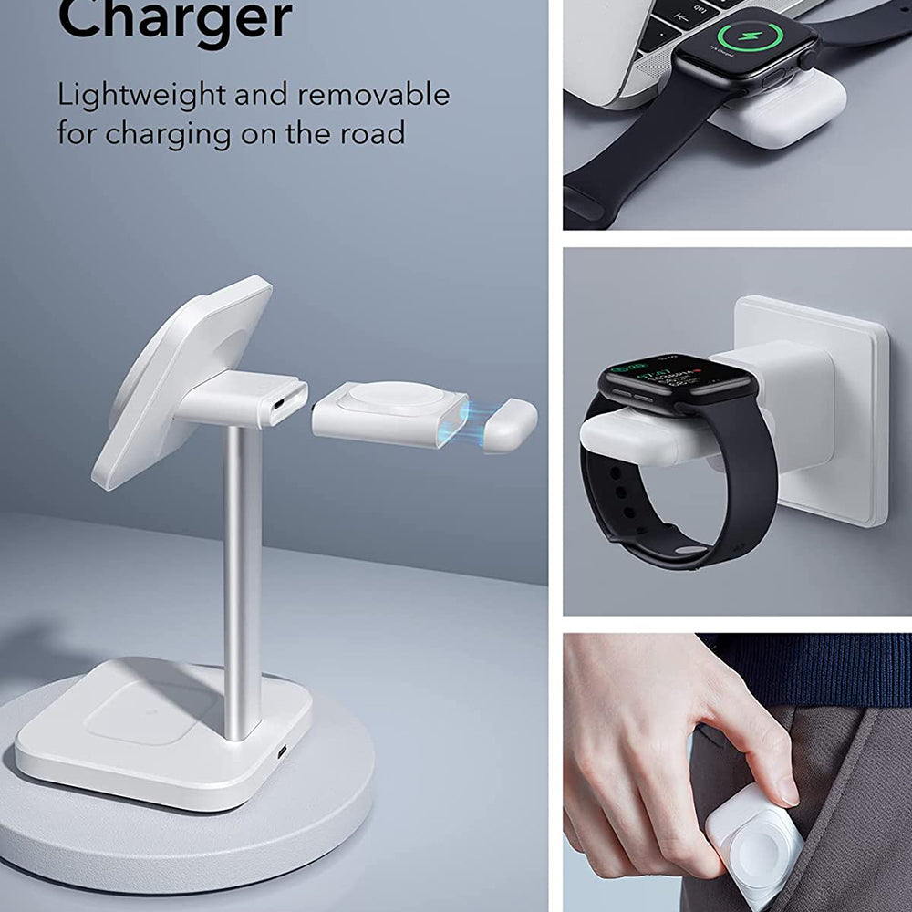Caricabatterie Wireless Retea ESR HaloLock 3in1, 15W, 1.67A, Bianco