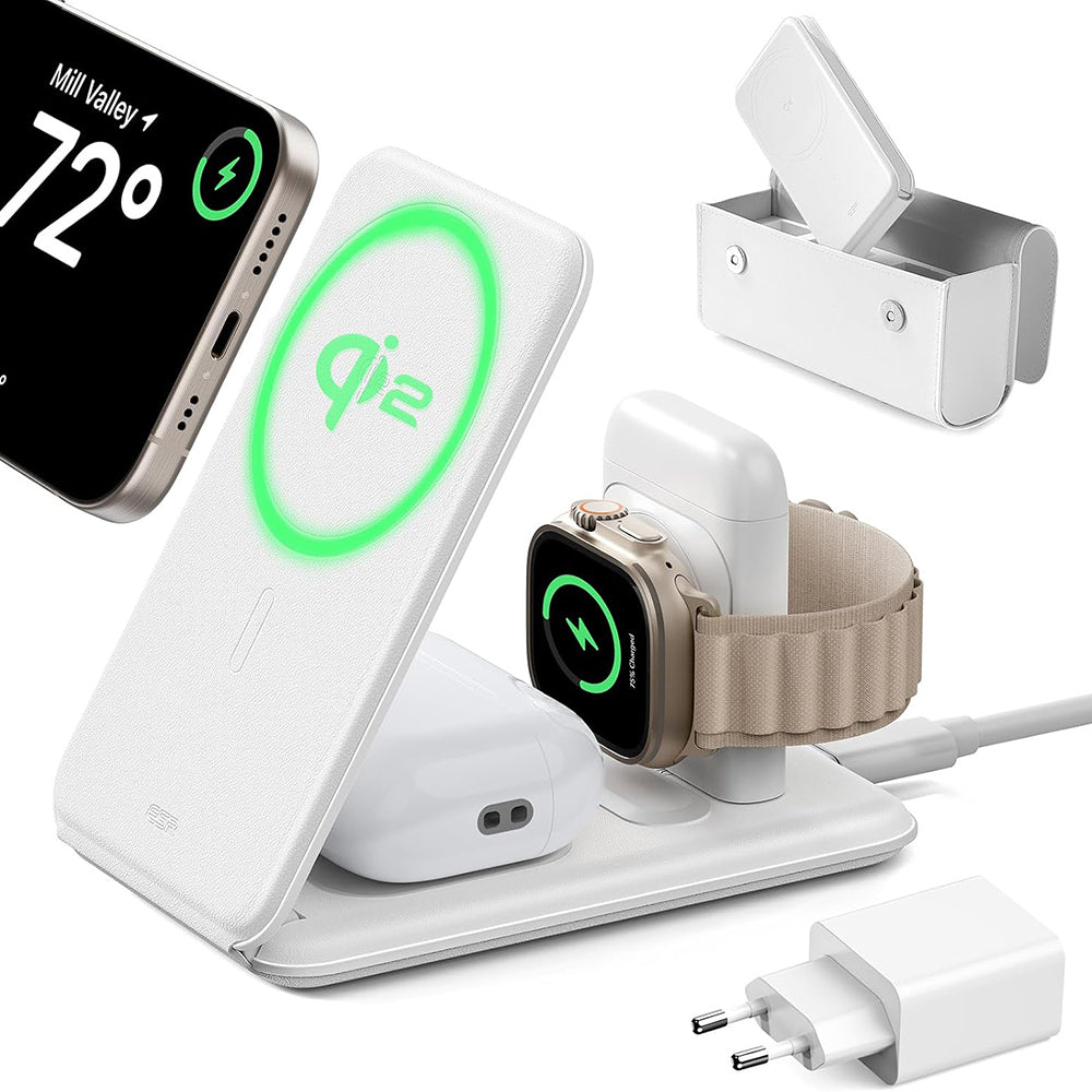 Caricabatterie Wireless Retea ESR Travel 3in1, 15W, 1.67A, Bianco