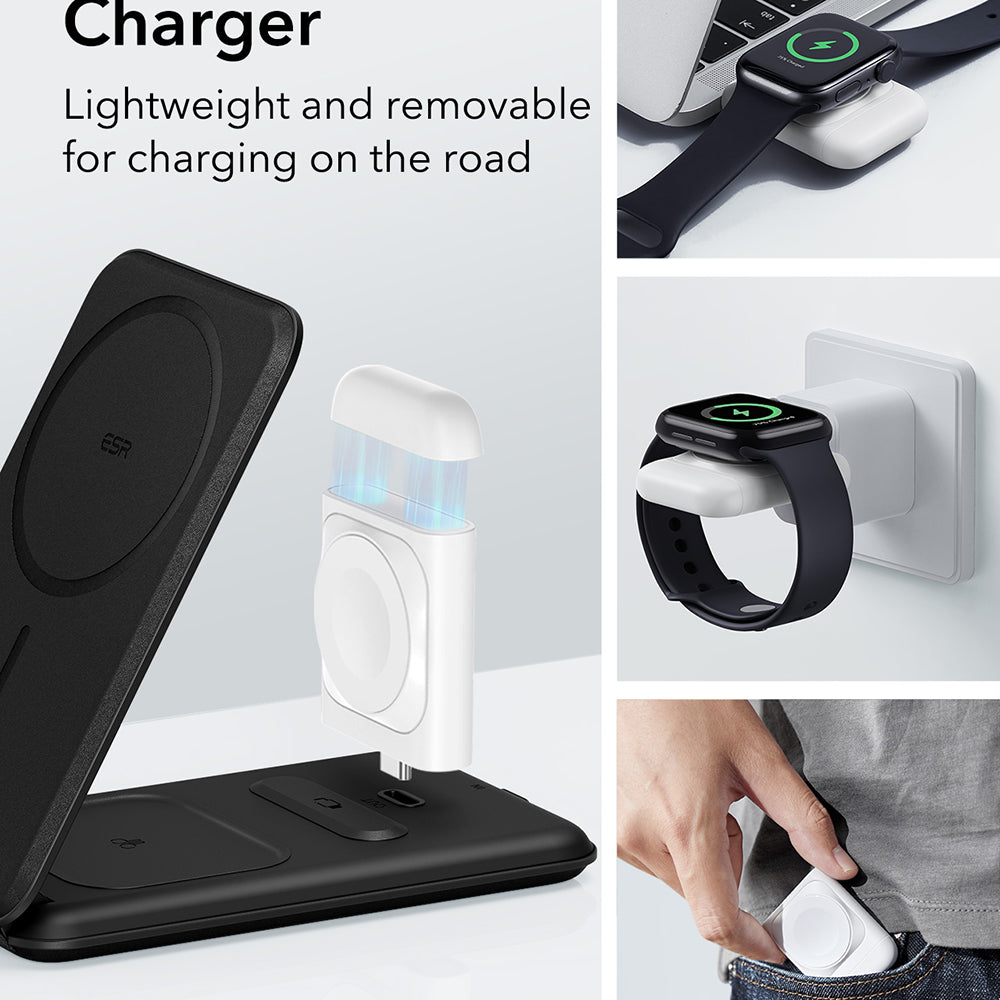 Caricabatterie Wireless Retea ESR Travel 3in1, 15W, 1.67A, Bianco