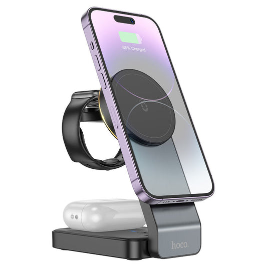 Caricabatterie Wireless HOCO CQ3 3in1, 15W, 1.67A, Nero