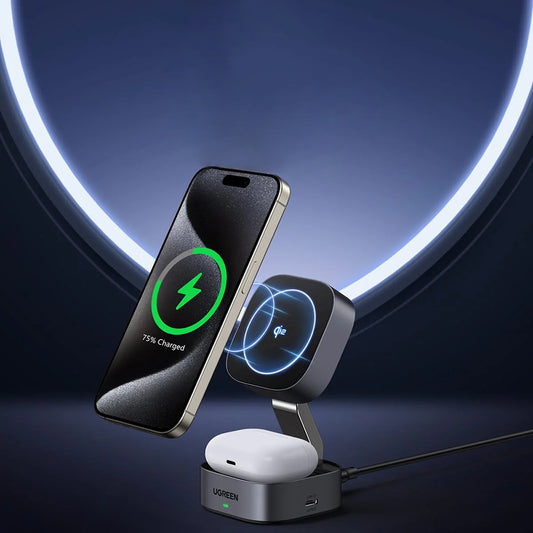 Caricabatterie Wireless UGREEN W702 3in1, 20W, 1.67A, 1 x USB-C, Nero