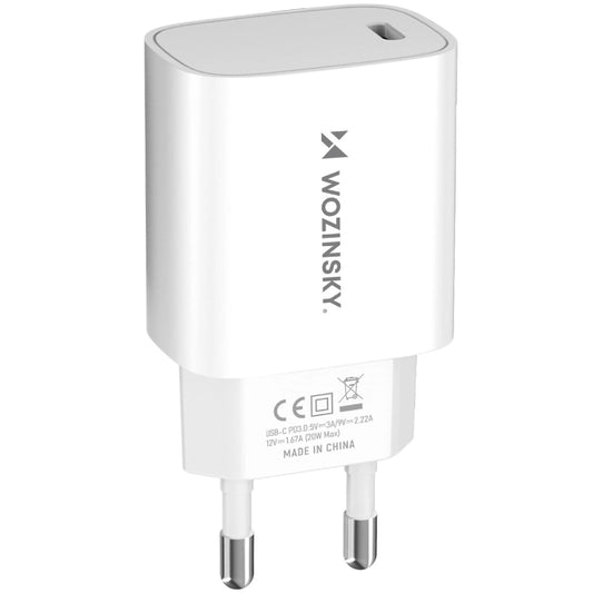 Caricatore da rete WZK WGWCCW, 20W, 3A, 1 x USB-C, Bianco