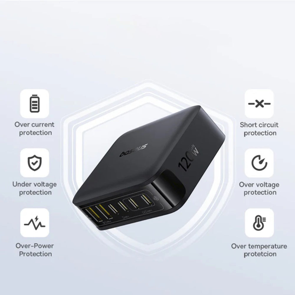 Caricabatterie Stazione Baseus EnerFill FH21, 120W, 3.25A, 2 x USB-A - 4 x USB-C, Nero E0120T00