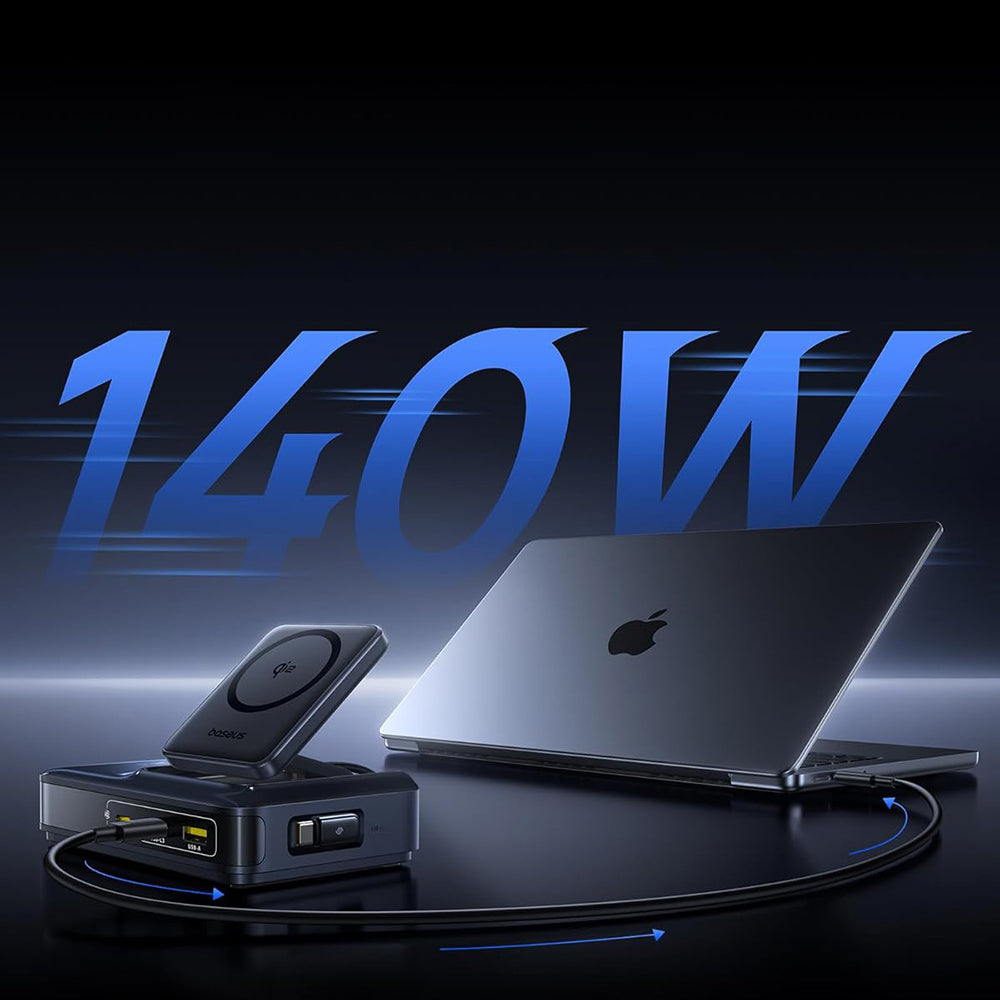 Caricatore Stazione Baseus Nomos NH21 QI 5in1, 160W, 5A, 1 x USB-A - 2 x USB-C, Nero E0121700