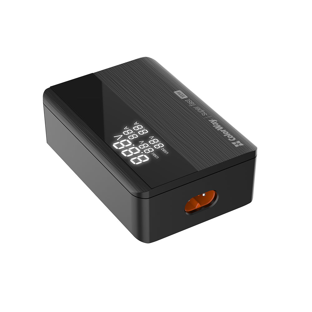 Caricabatterie Stazione ColorWay Display, 100W, 5A, 2 x USB-A - 2 x USB-C, Nero