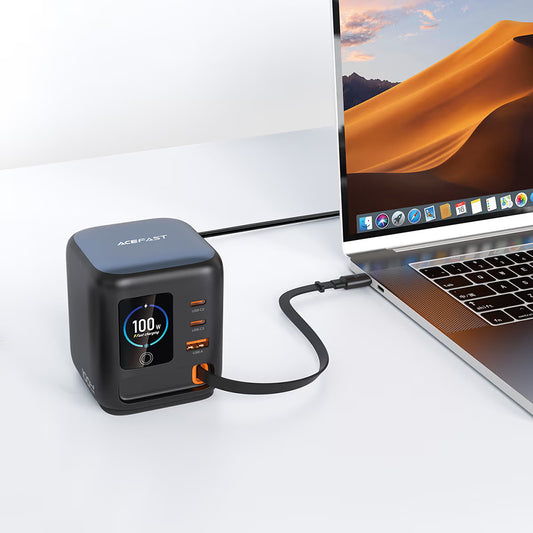Caricatore Stazione con Cavo USB-C Acefast Z10, 100W, 1 x USB-A - 2 x USB-C, Nero