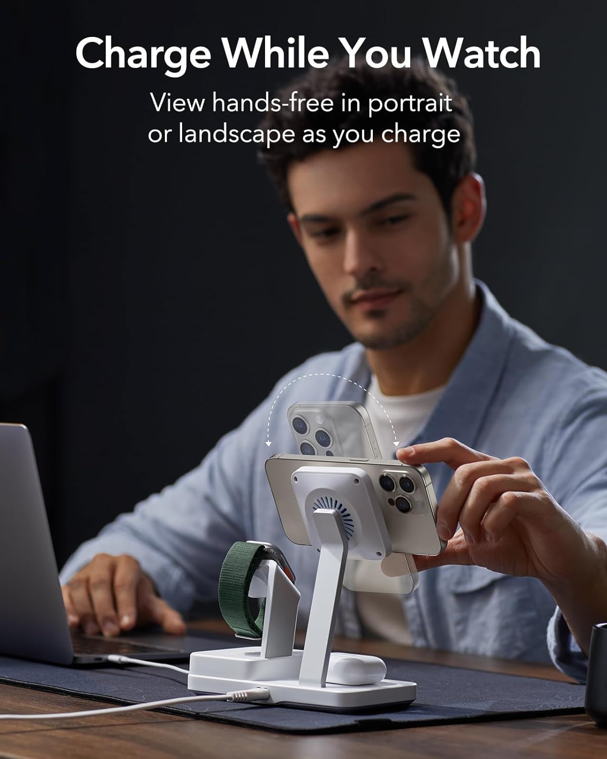 Caricabatterie Stazione ESR CryoBoost QI 6in1, 100W, 2 x USB-A - 1 x USB-C, Bianco