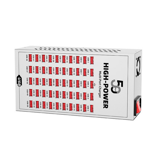 OEM WLX-T2A Station Charger, 200W, 2.4A, 50 x USB-A, Silver