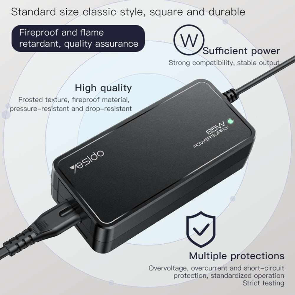 Caricatore Yesido CG11E, 65W, Universale, Nero