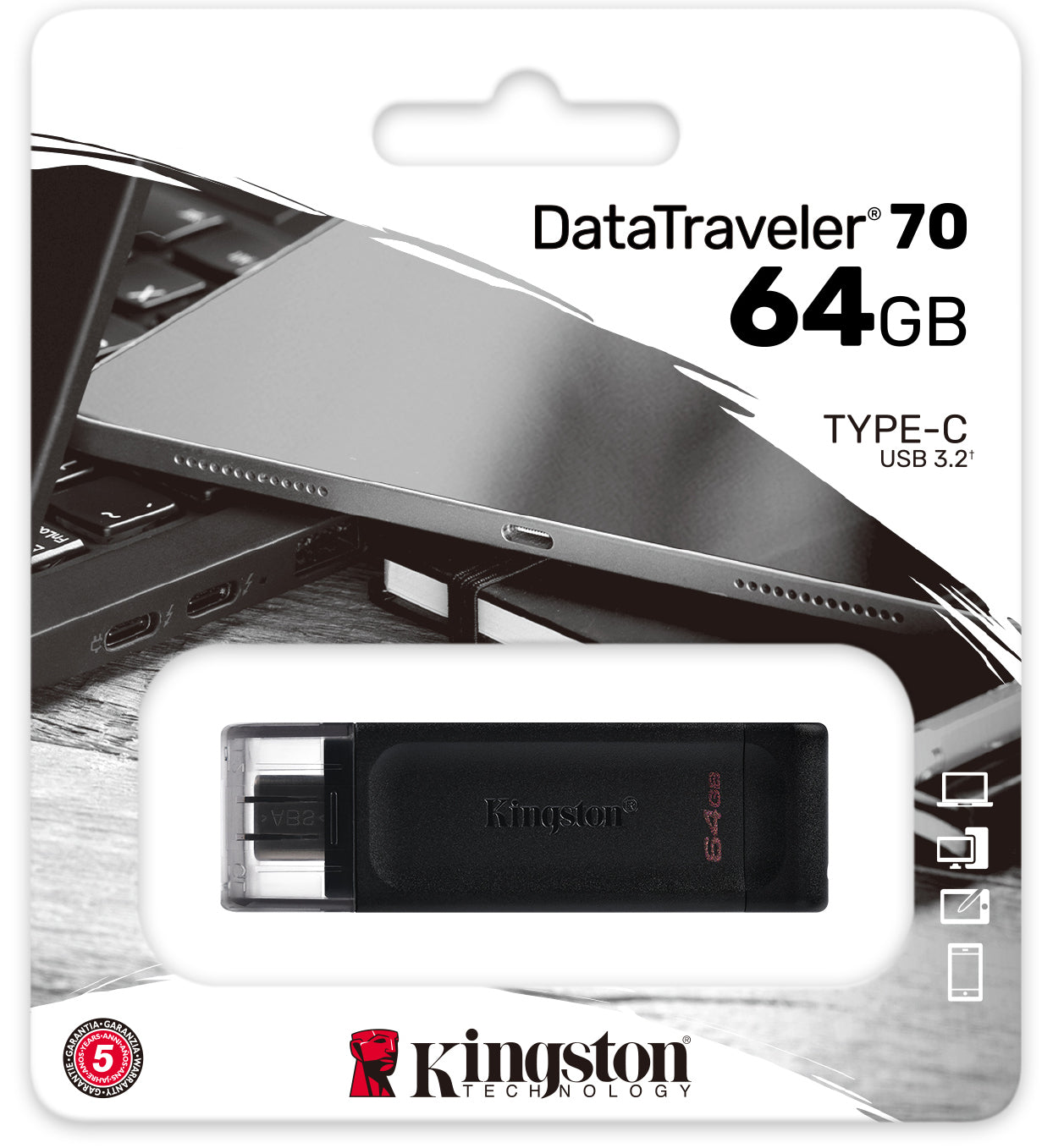 Memoria Esterna USB-C Kingston DT70, 64Gb DT70/64GB