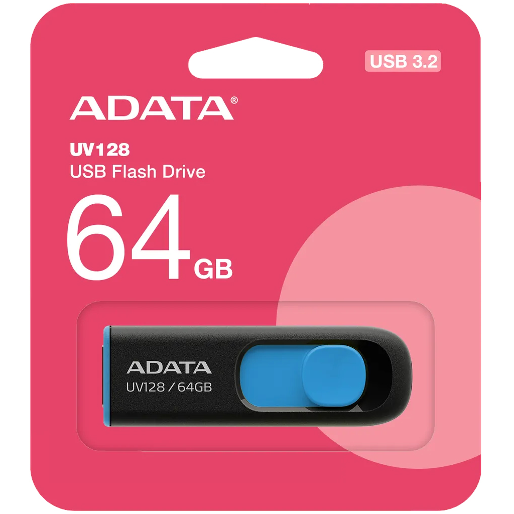 Memoria Esterna USB-A 3.2 Adata UV128, 64Gb AUV128-64G-RBE
