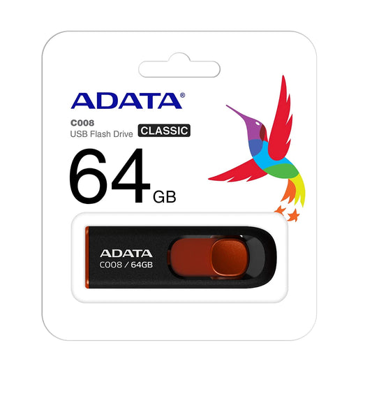 Memoria Esterna USB-A Adata C008, 64Gb AC008-64G-RKD