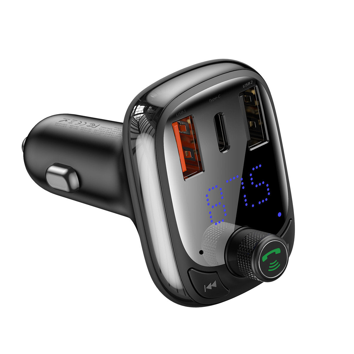 Baseus S-13 Modulatore FM Bluetooth, 2 x USB-A - 1 x USB C - 1 x microSD CCMT000101