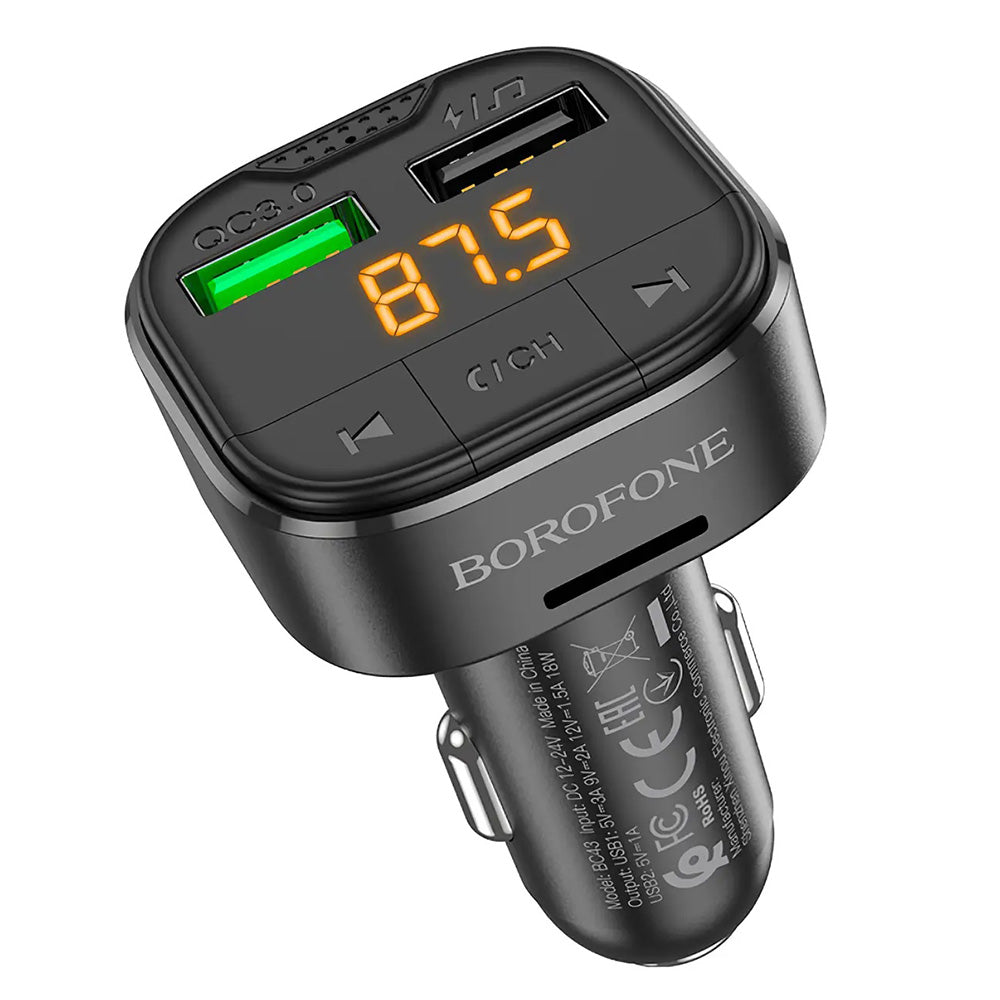 Modulatore FM Bluetooth Borofone BC43 Flash, 2 x USB-A - 1 x microSD