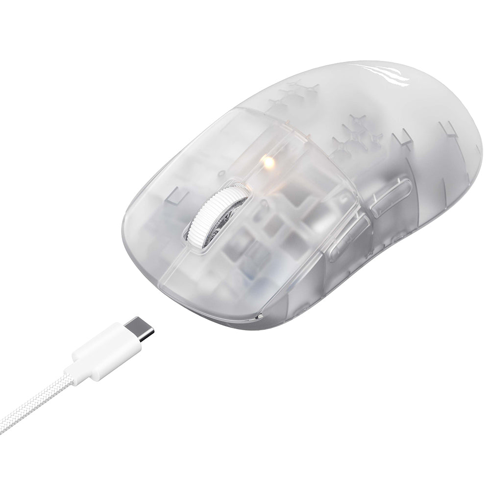 Mouse Gaming Wireless HAVIT MS970WB Pro, 800DPI - 12000mAh, Bianco Trasparente