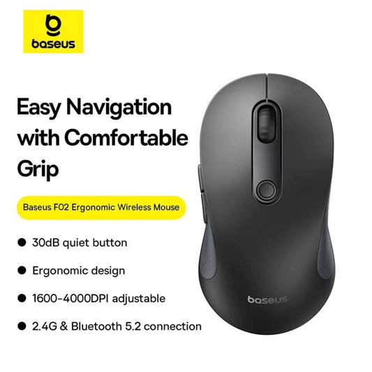 Baseus F02 Mouse senza fili, 4000DPI, BT / Wi-Fi, nero B0105555505111-01