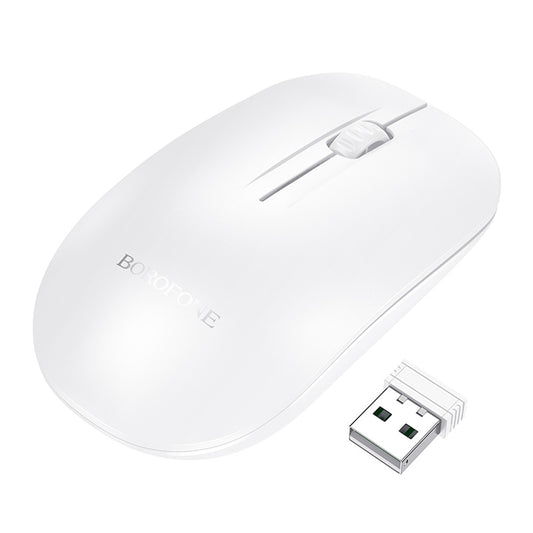 Mouse Wireless Borofone BG14 Planet, 1000DPI, BT / Wi-Fi, Bianco
