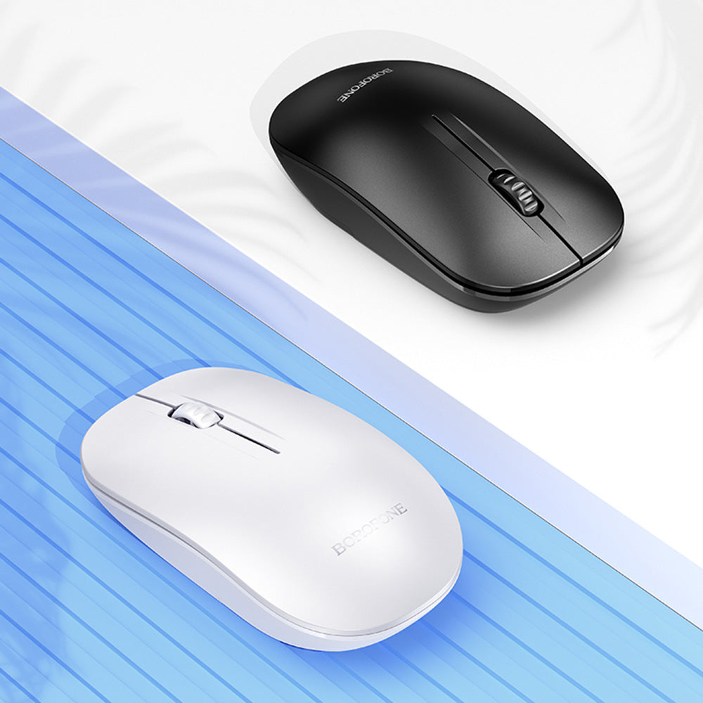 Mouse Wireless Borofone BG14 Planet, 1000DPI, BT / Wi-Fi, Bianco