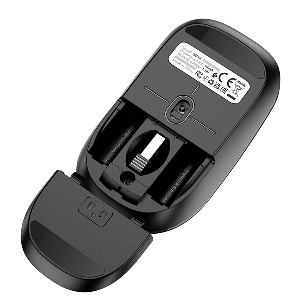 Mouse Wireless Borofone BG14 Planet, 1000DPI, BT / Wi-Fi, Nero