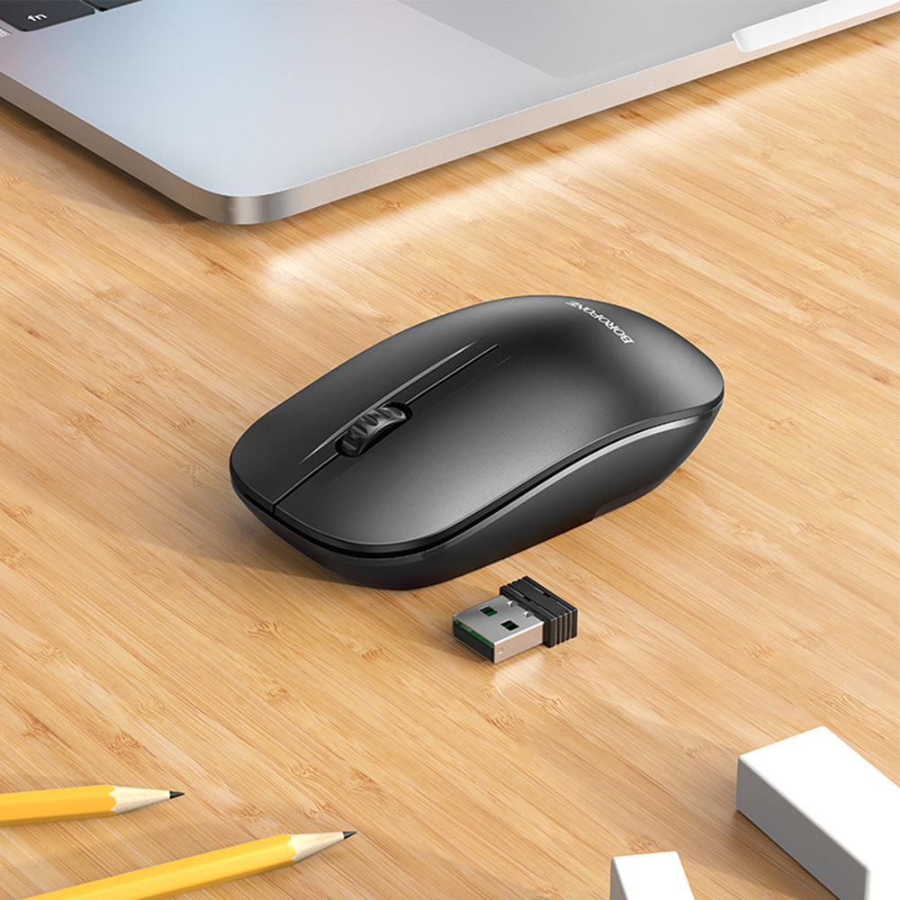 Mouse Wireless Borofone BG14 Planet, 1000DPI, BT / Wi-Fi, Nero