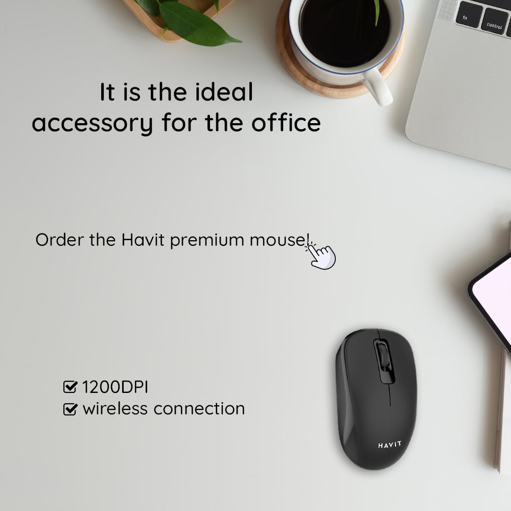 Mouse Wireless HAVIT MS626GT, 1200DPI, Nero Blu