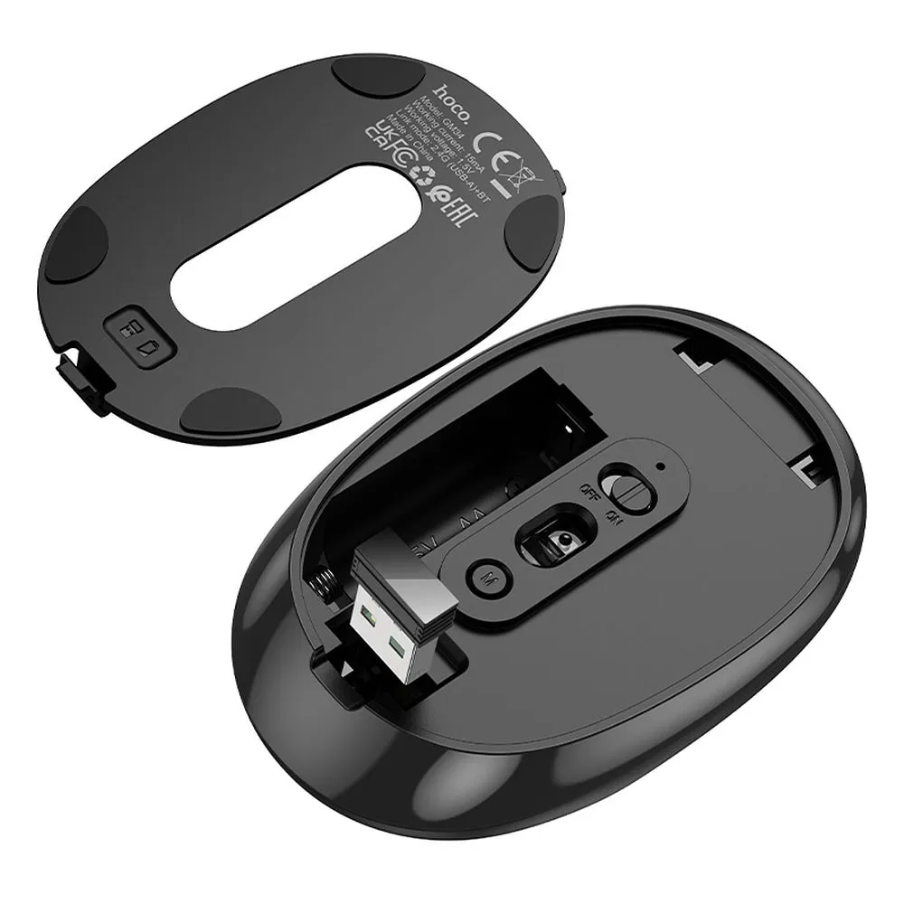 Mouse Wireless HOCO GM34, 1600DPI, BT / Wi-Fi, Nero