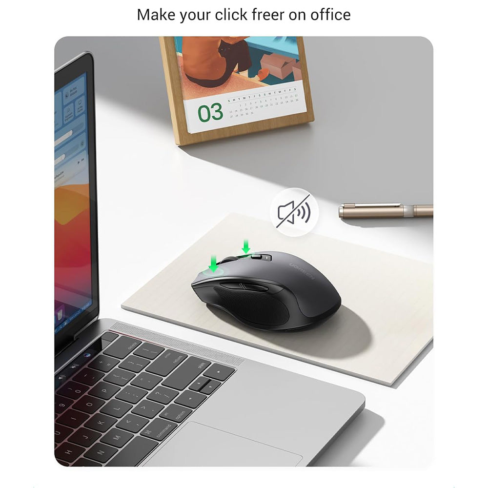 Mouse Wireless UGREEN MU006S (85082), 4000DPI, BT / Wi-Fi, Grigio