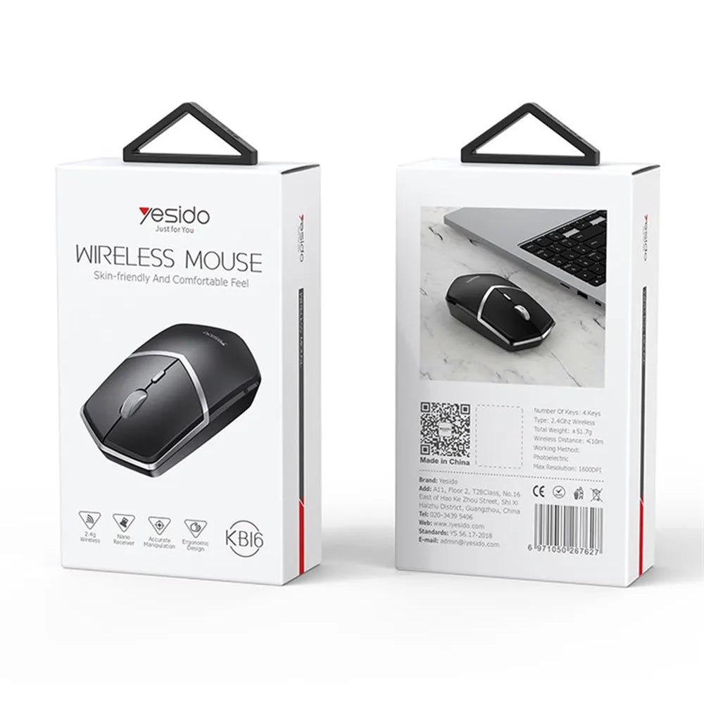 Mouse Wireless Yesido KB16, 1600DPI, Nero
