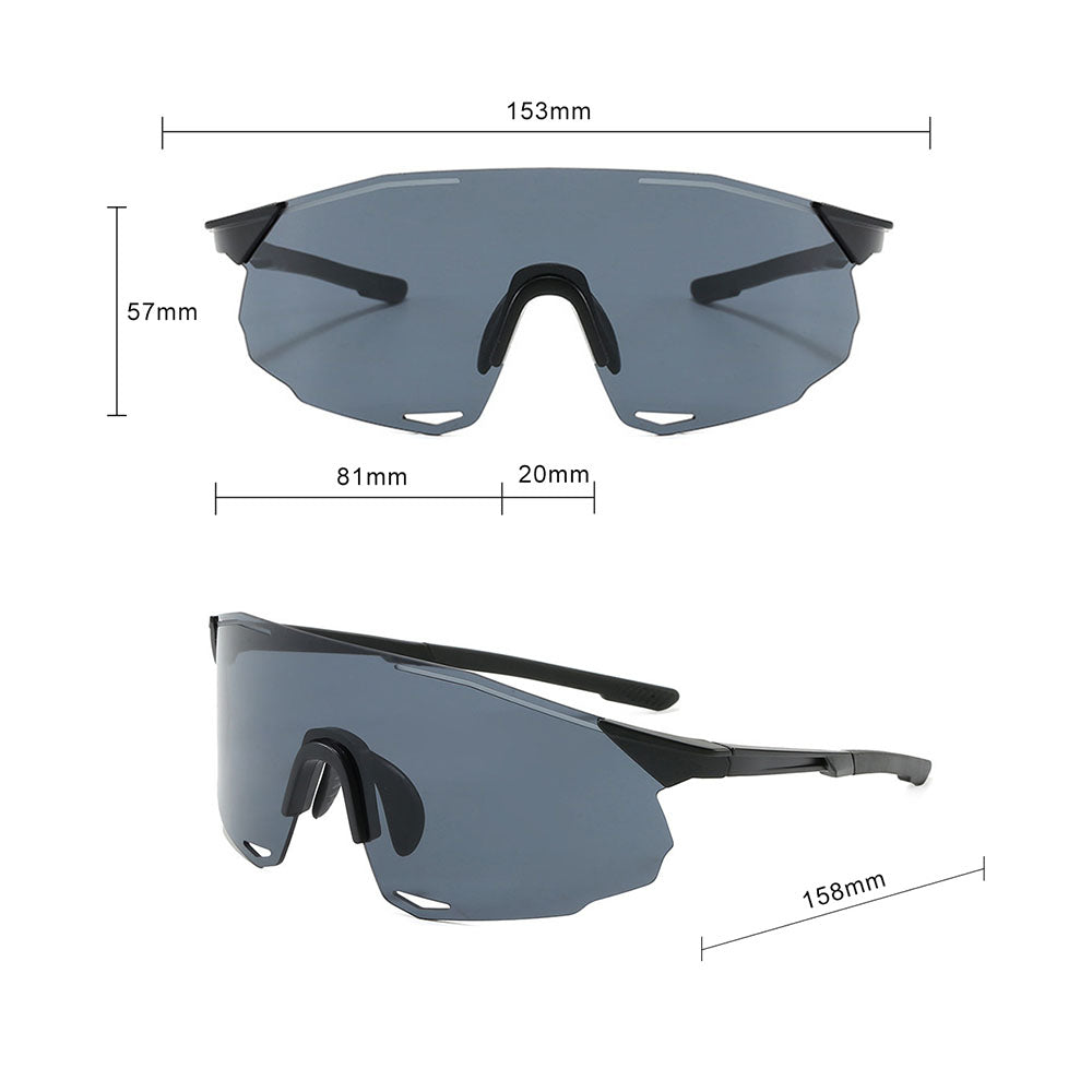 Unisex Techsuit 8853 Cycling Glasses, Black Silver