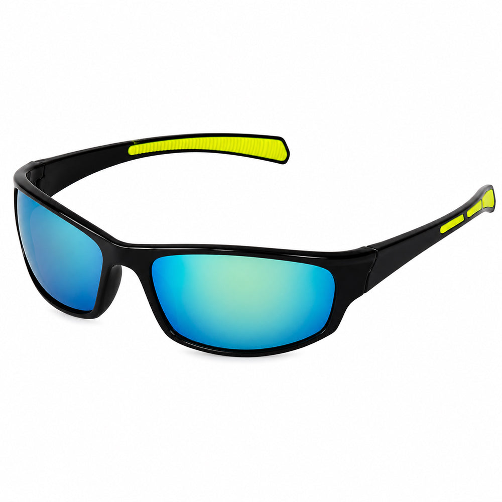 Occhiali da Ciclismo Unisex Techsuit 9937, Neri Blu Gialli