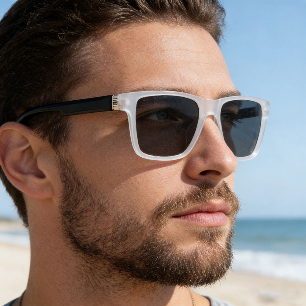 Occhiali da Sole Uomo Techsuit 8506, Polarizzati, Protezione UV, Grigio Opaco
