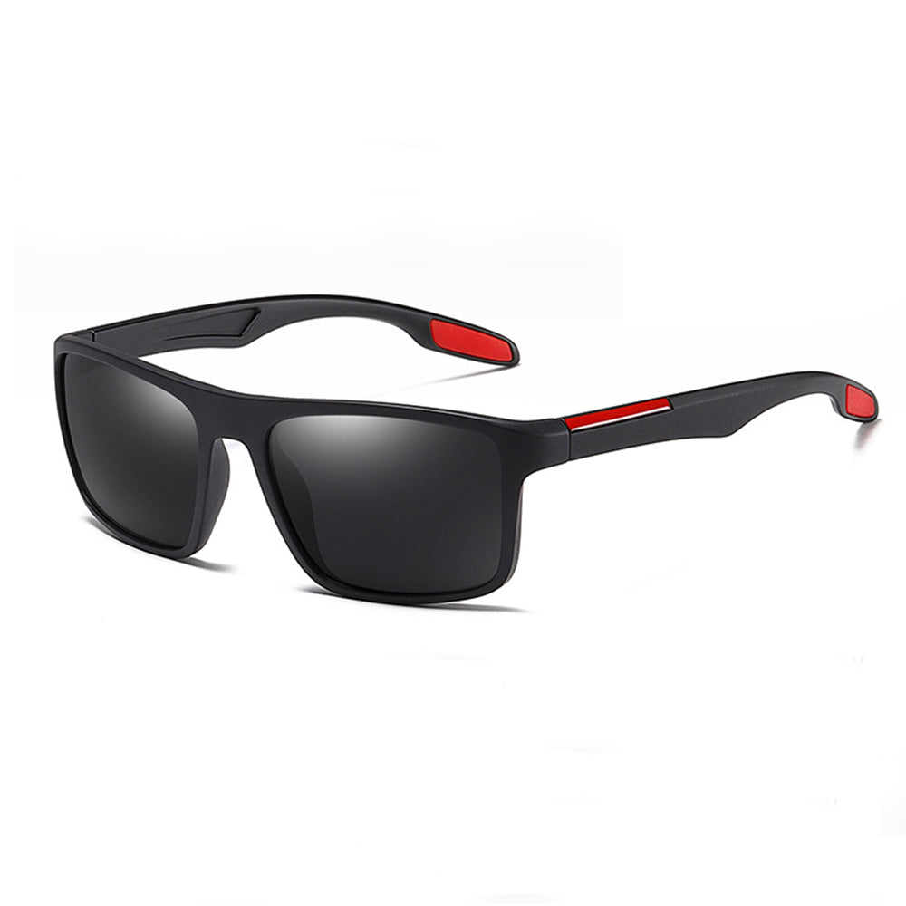 Occhiali da Sole Uomo Techsuit TR90 (MM101), Polarizzati, Protezione UV, Nero Opaco Rosso